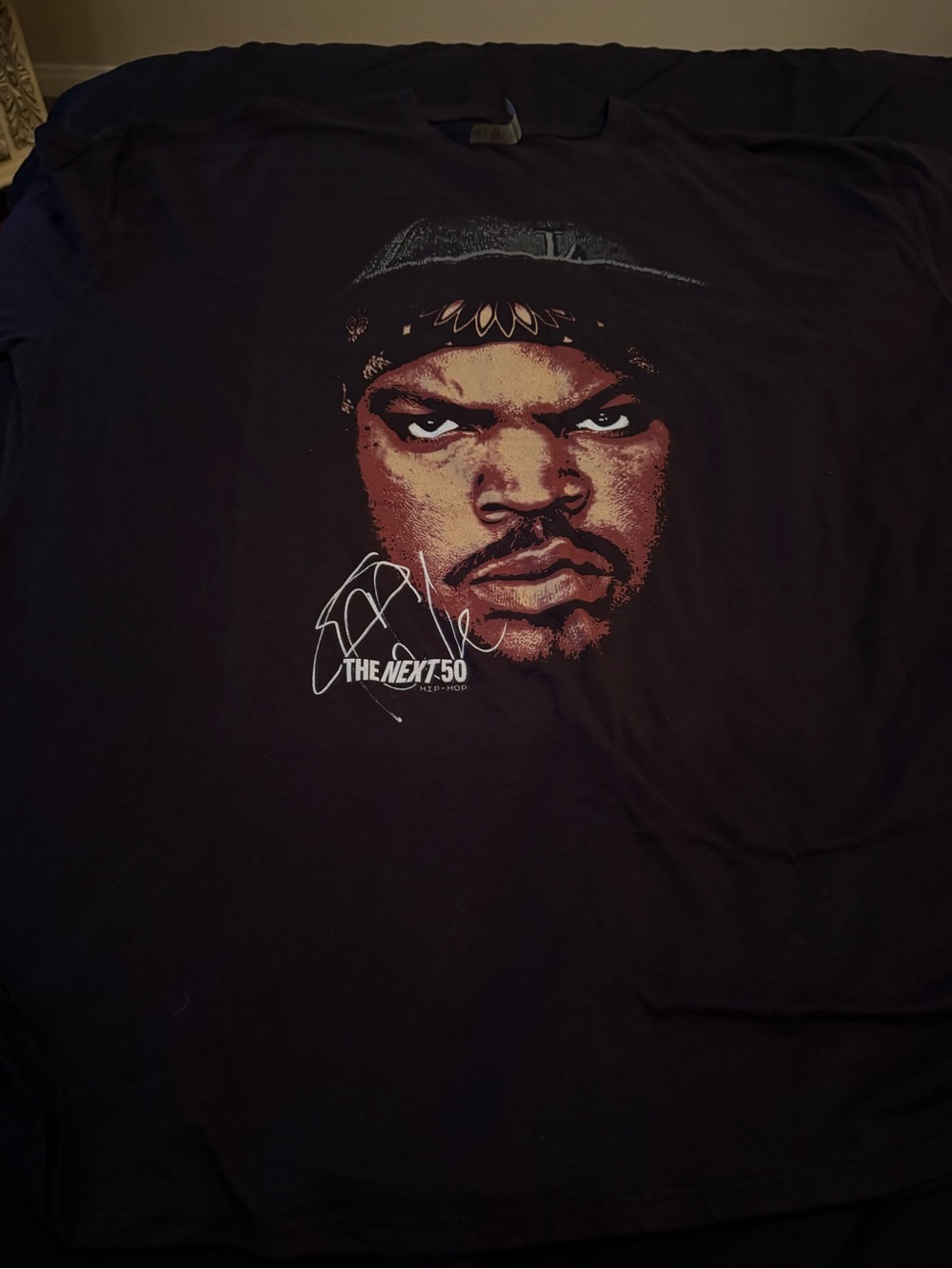 Black Graphic Men’s T-Shirt with Bold Face Print Ice Cube